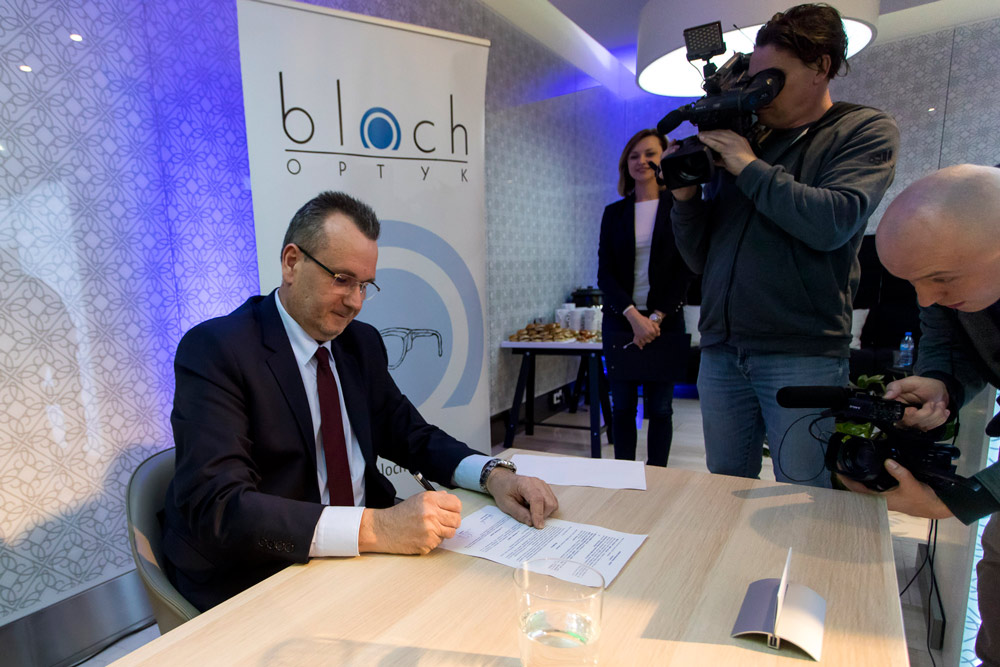 Podpisanie umowy sponsorskiej między Wartą Poznań S.A. i firmą Bloch Optyk
