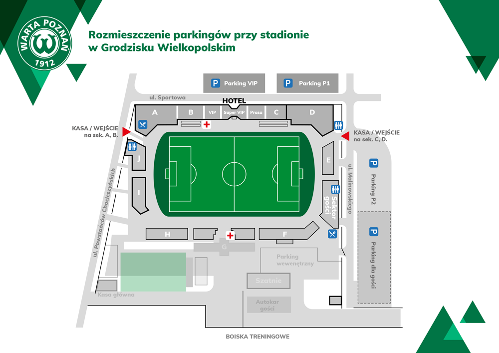 Warta Poznań gra w Grodzisku Wlkp. - plan stadionu