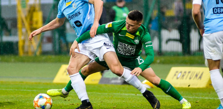 Stomil Olsztyn - Warta Poznań 1:3. Gracjan Jaroch