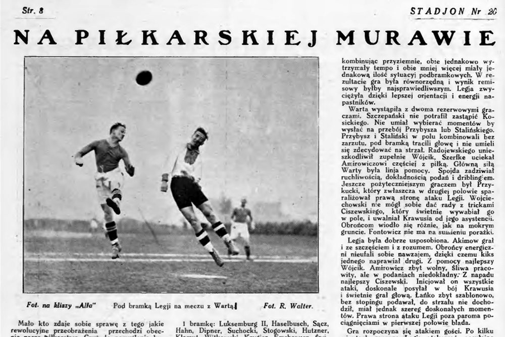 Sezon 1927. Zdjęcie z meczu Warty Poznań z Legią Warszawa