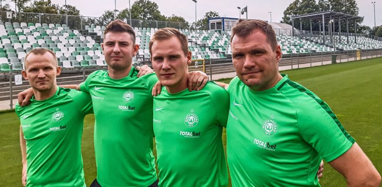 Trenerzy Akademii Warty Poznań: Daniel Ledzion, Piotr Mydlikowski, Łukasz Nowak, Michał Gościniak