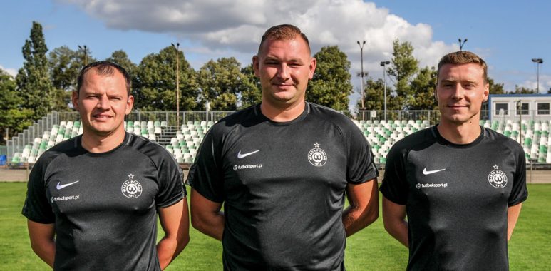 Tomasz Nowaczyk, Sebastian Przybylski i Wiktor Kopczyński - trenerzy Akademii Warty Poznań
