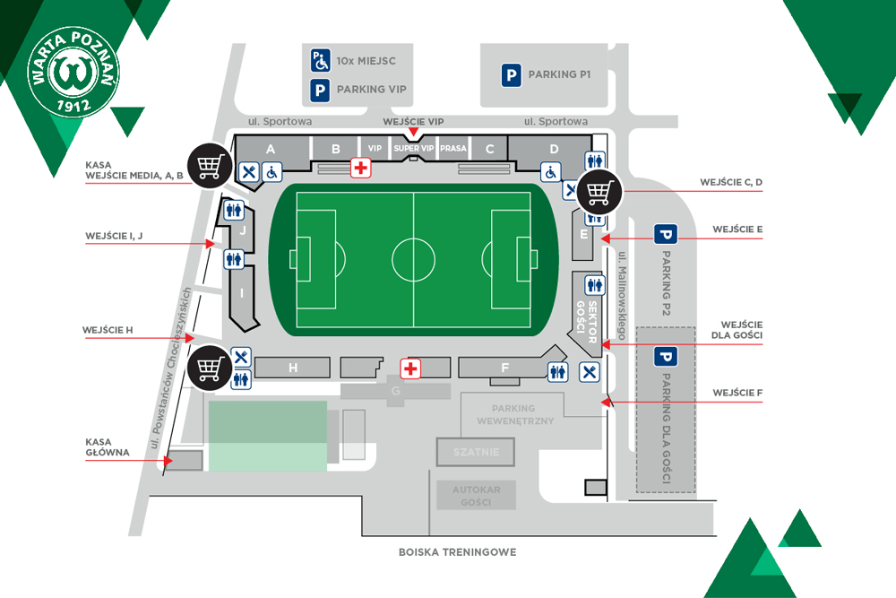 Mecz Warty Poznań w Grodzisku. Plan stadionu