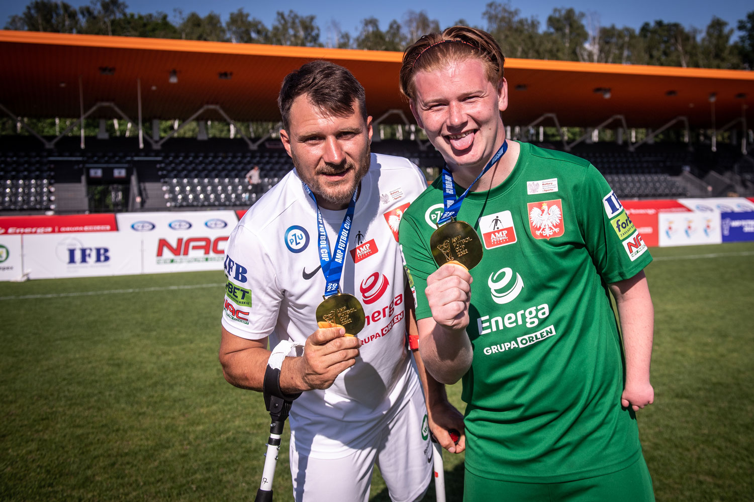 Przemysław Nadobny i Marcin Oleksy (obaj Warta Poznań) na Amp Futbol Cup 2022