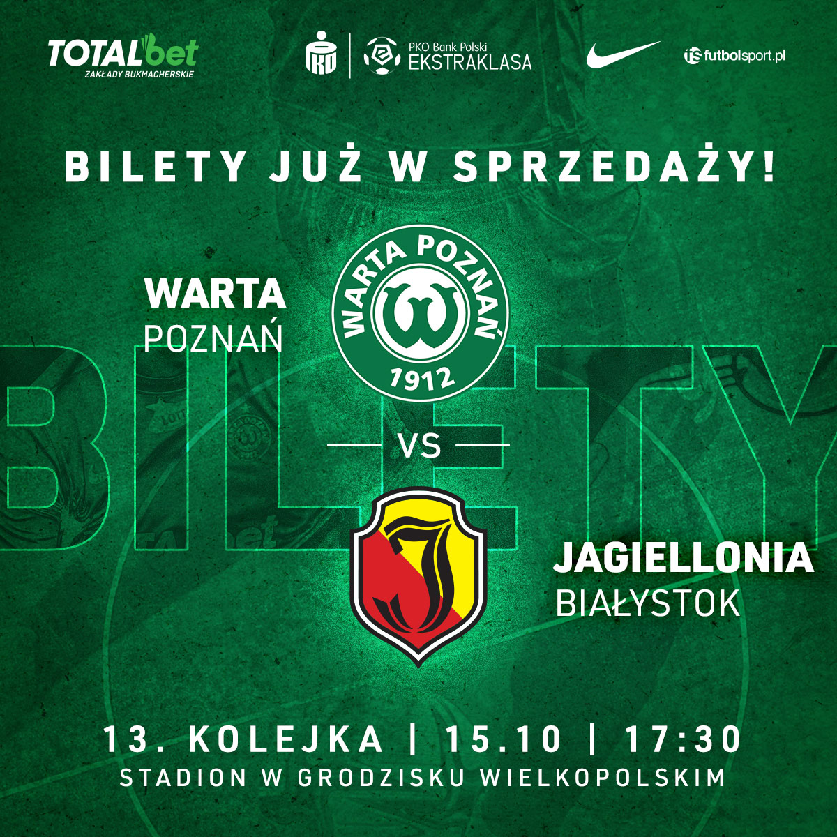 Bilety na mecz Warta Poznań - Jagiellonia Białystok