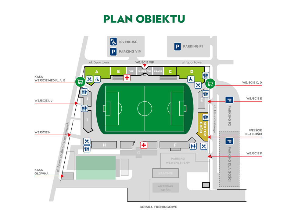 Plan stadionu w Grodzisku Wlkp.