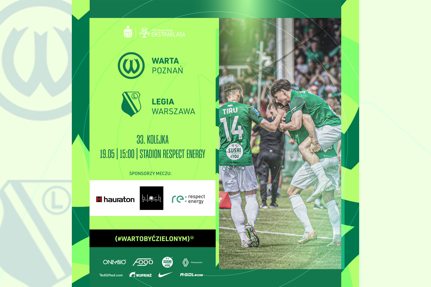 Bloch Optyk, Hauraton i Respect Energy sponsorami meczu Warta Poznań – Legia Warszawa