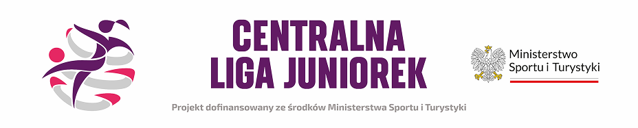 Baner Centralnej Ligi Juniorek z logiem Ministerstwa Sportu i Turystyki.